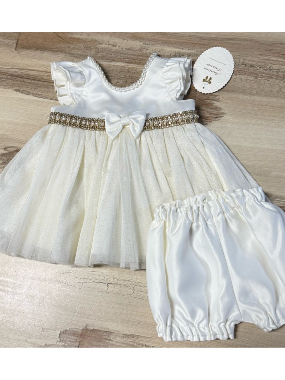 NWT Baby Girl American Princess Party Dress White & Gold 9M - Picture 3 of 11